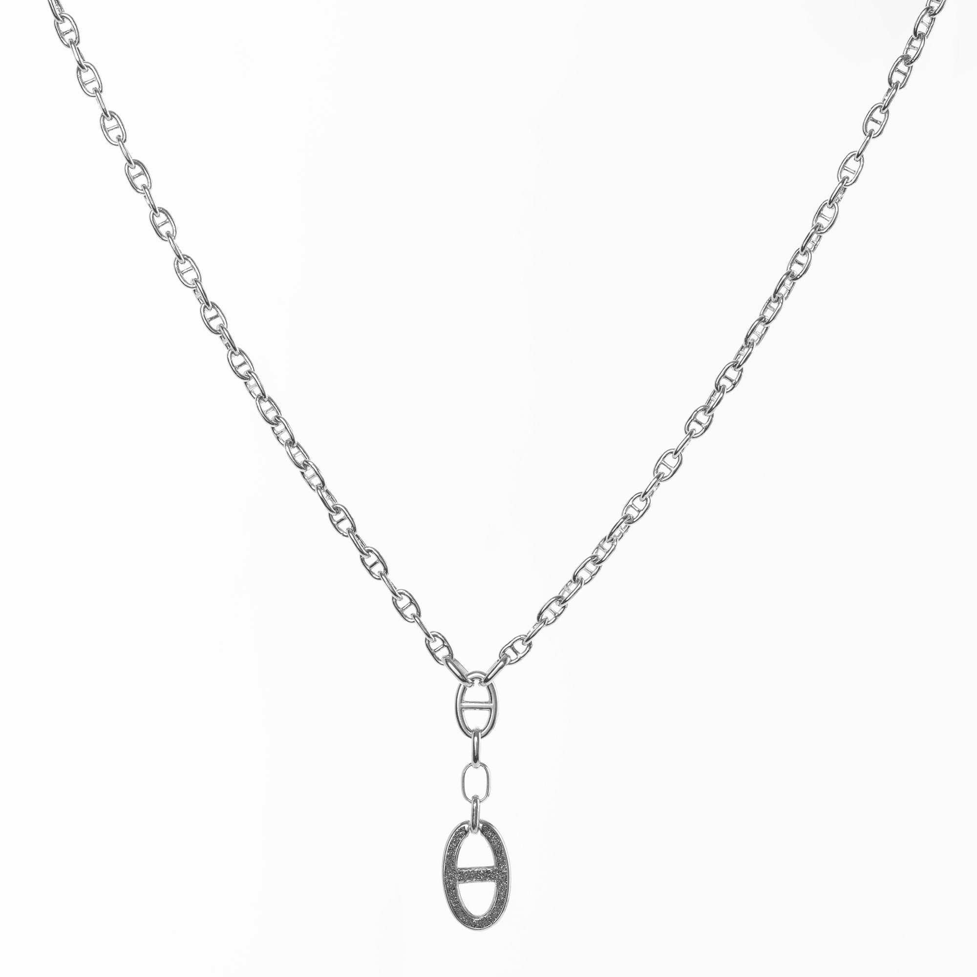 Collana con maglia marina pendente e polvere di diamanti