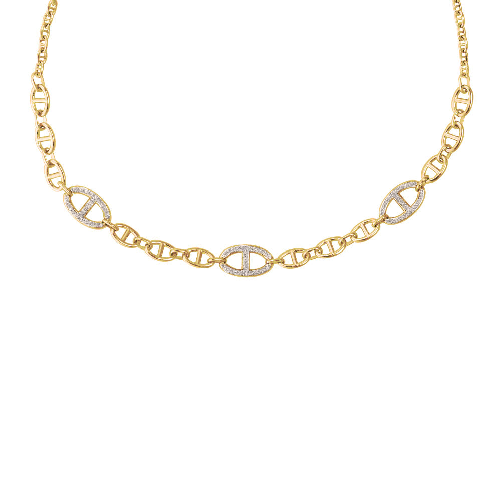Collana maglia marina e polvere di diamanti