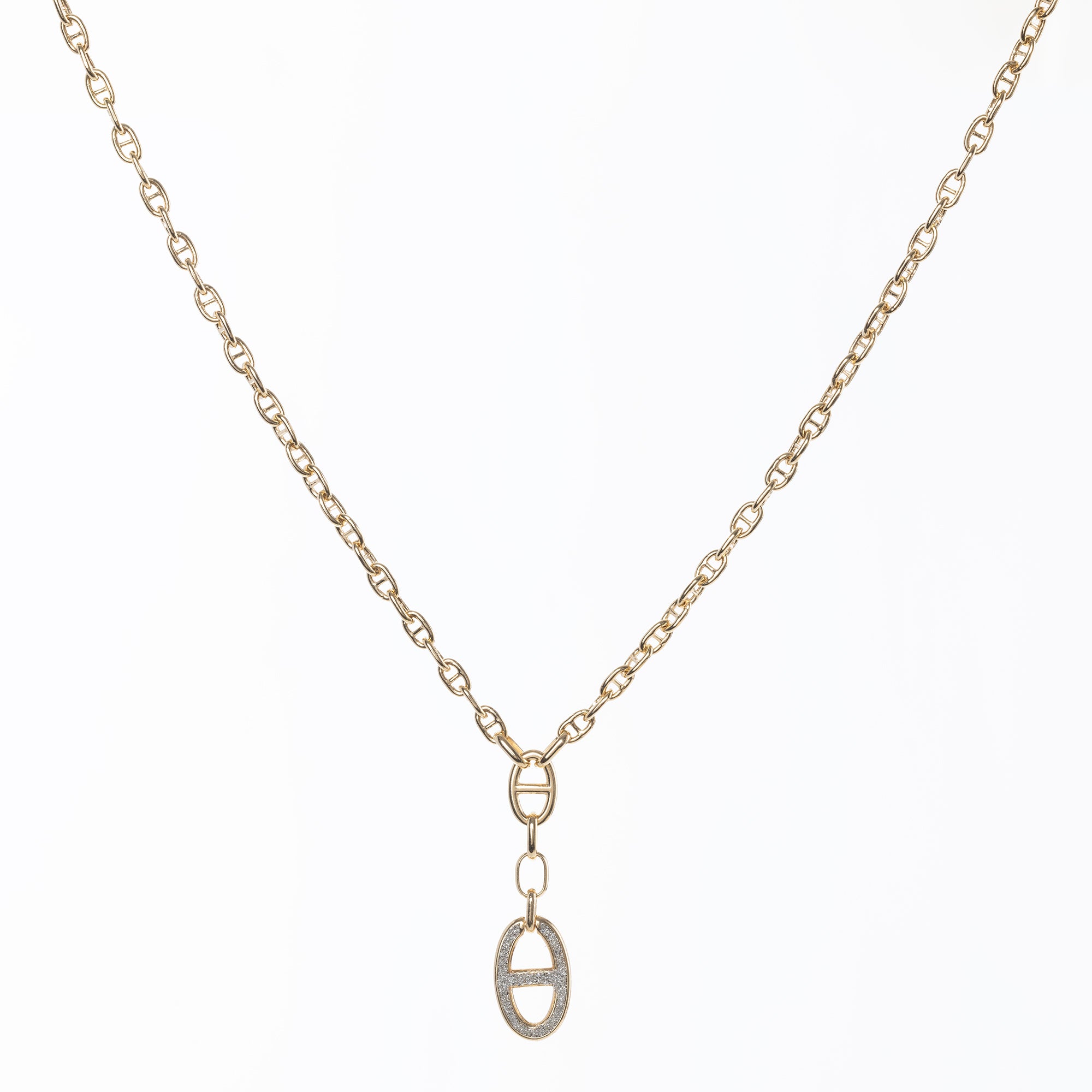 Collana con maglia marina pendente e polvere di diamanti