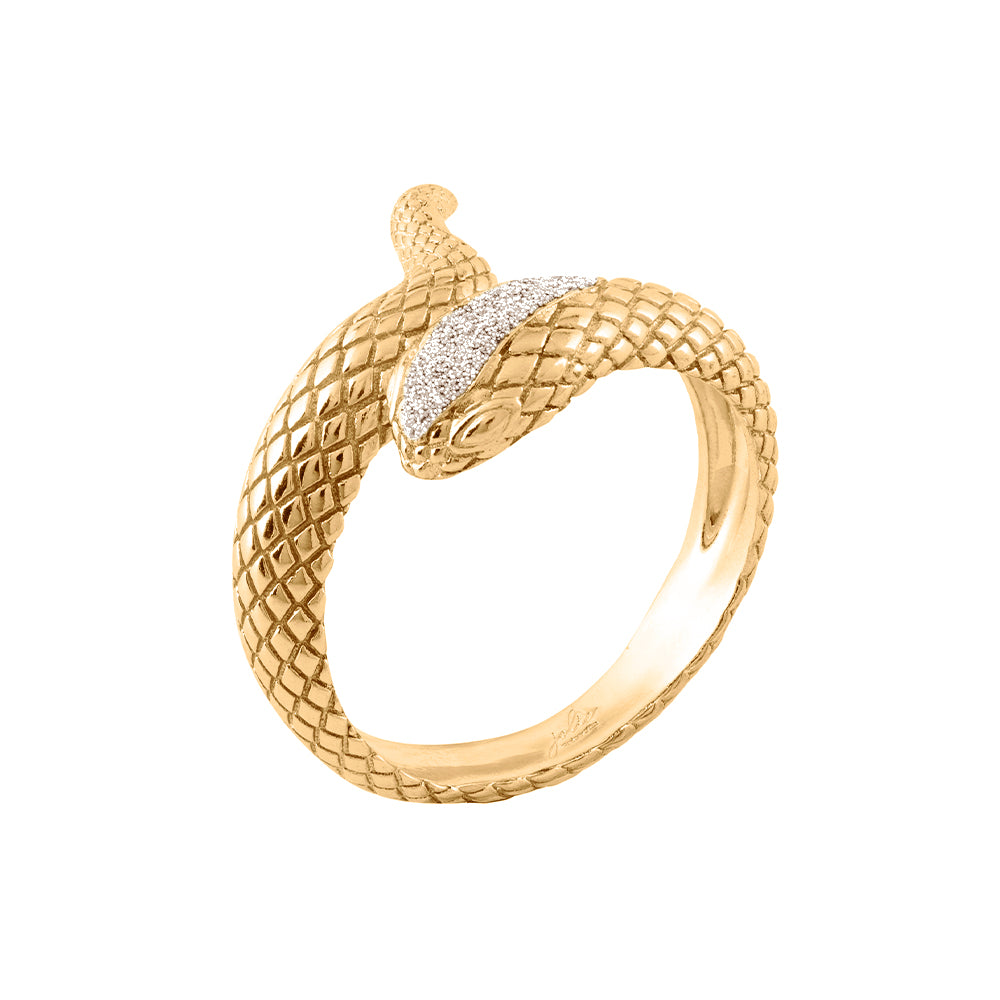 Anello Jolie serpente contrariè con polvere di diamanti