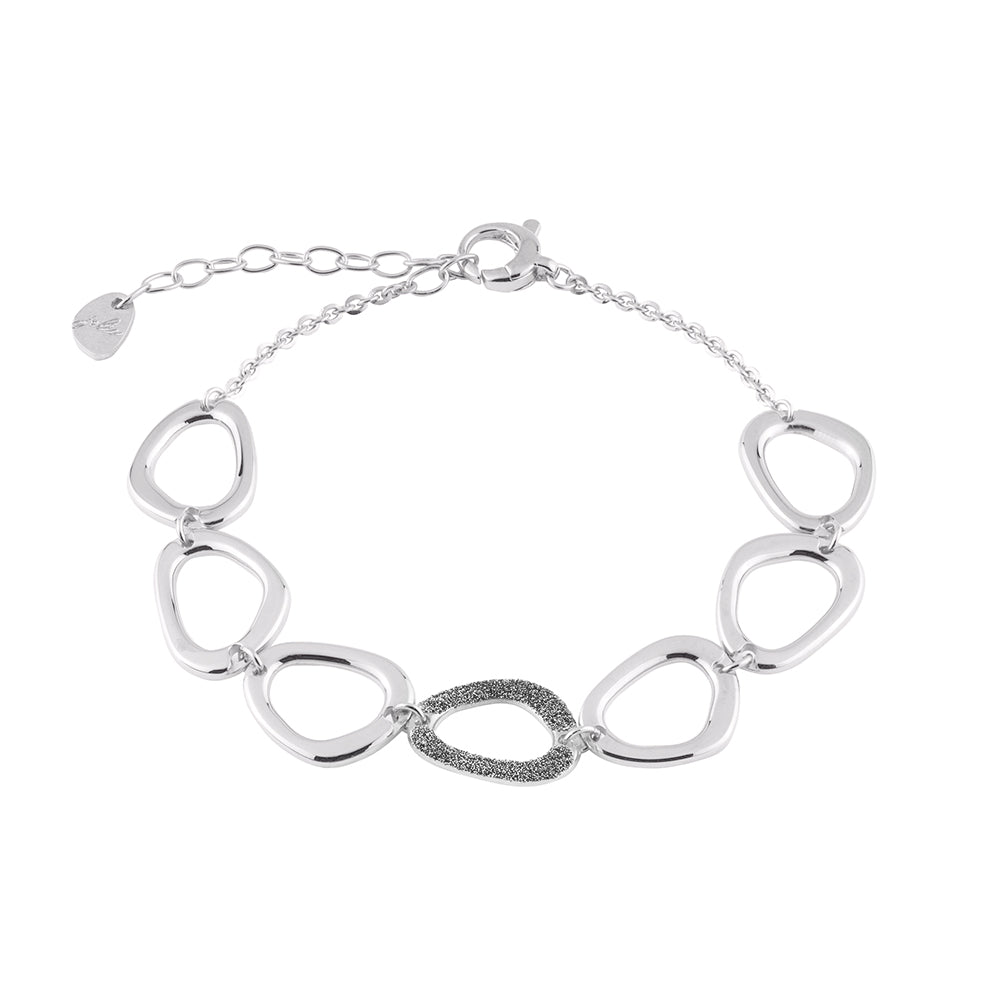 Bracciale maglie ovali e centrale in polvere di diamanti