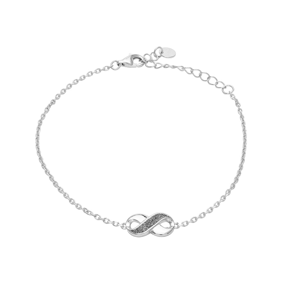 Bracciale in argento con infinito in polvere di diamanti