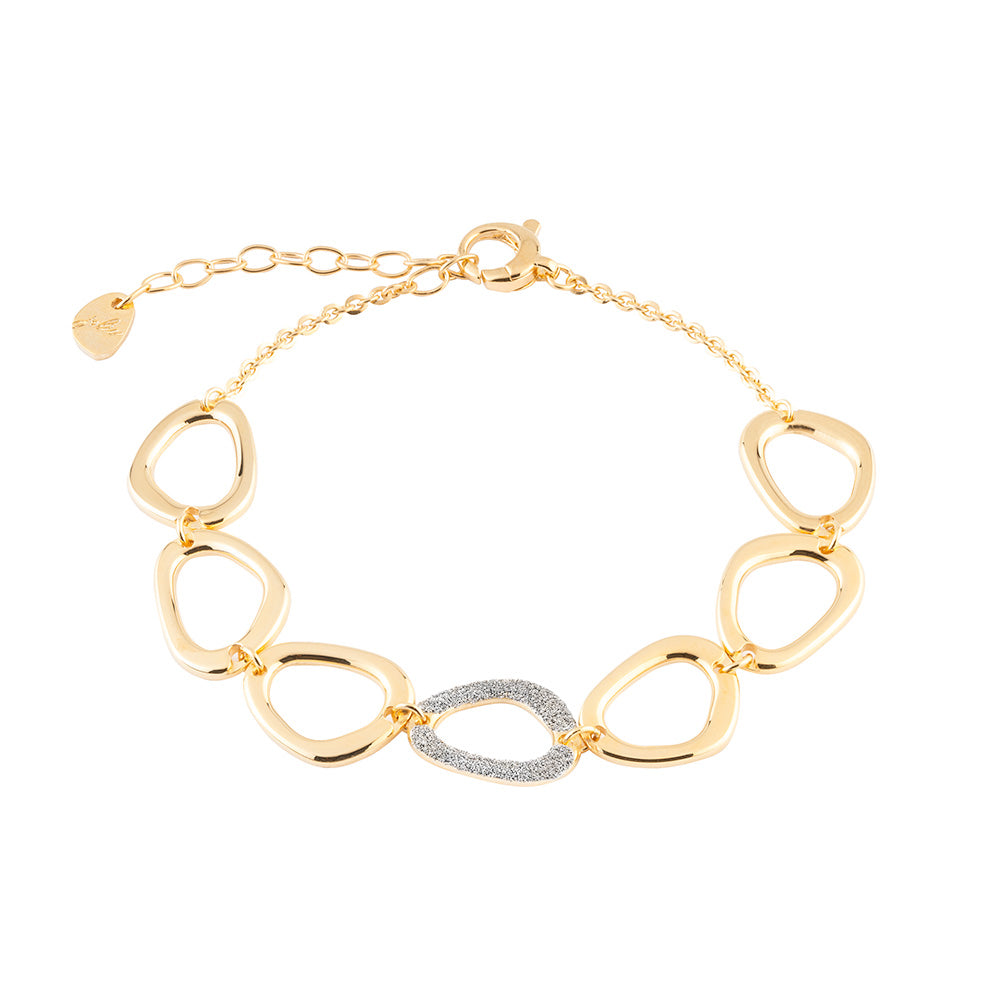 Bracciale maglie ovali e centrale in polvere di diamanti