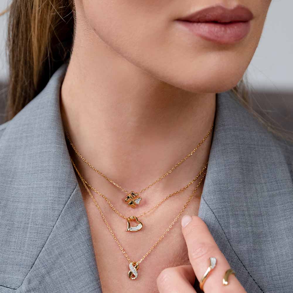 Collana Jolie in argento con cuore in polvere di diamanti