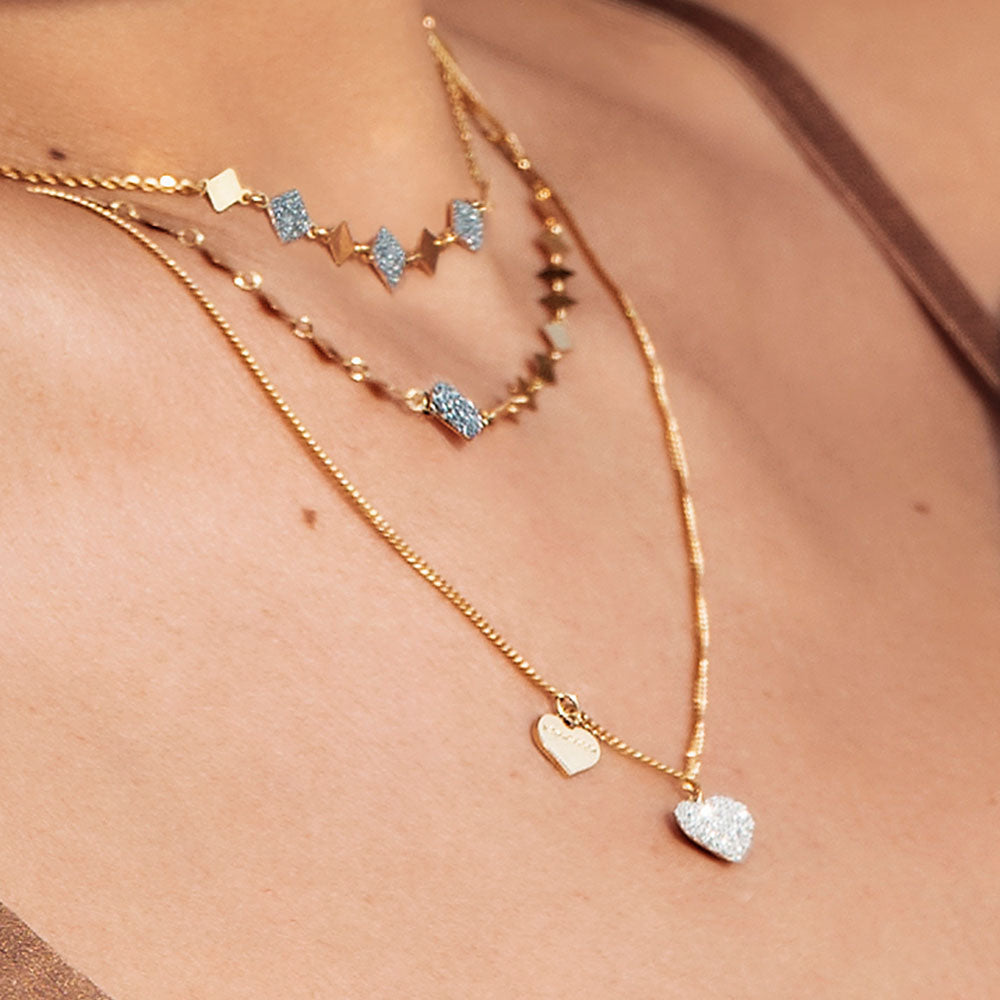 Collana Jolie con cuore pendente con microdiamanti