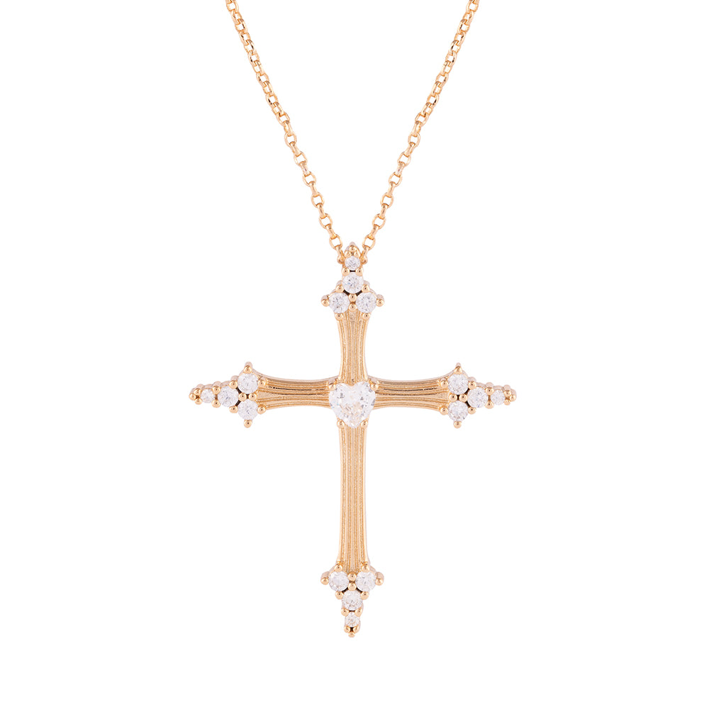 Collana Judith con croce e pietra a cuore