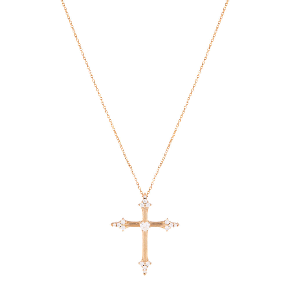 Collana Judith con croce e pietra a cuore