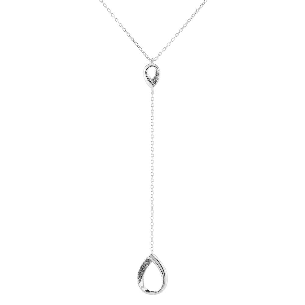 Collana Jolie in argento con doppia goccia pendente con polvere di diamanti