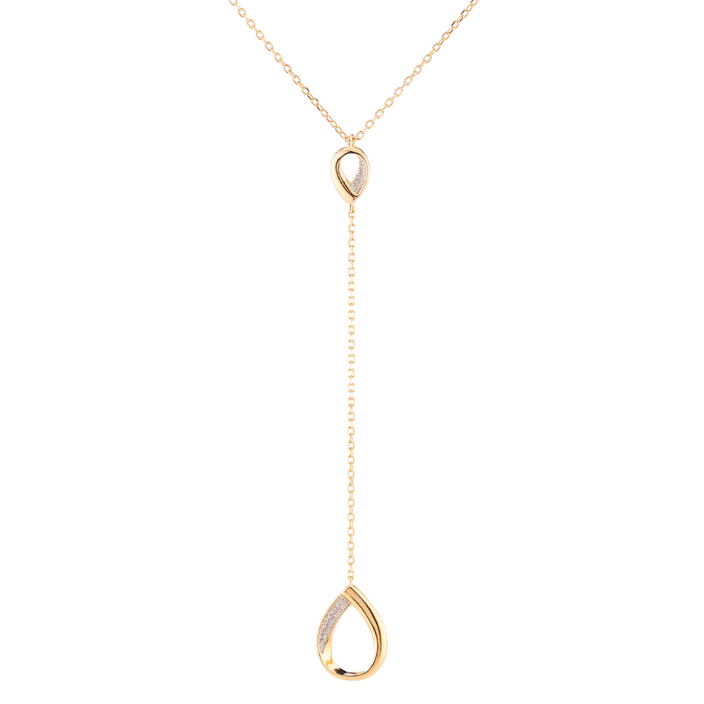 Collana Jolie in argento con doppia goccia pendente con polvere di diamanti